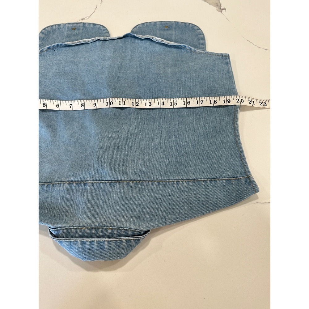 Vestique Women Light Wash Denim Cropped Vest Utility Pockets Small - Picture 4 of 5